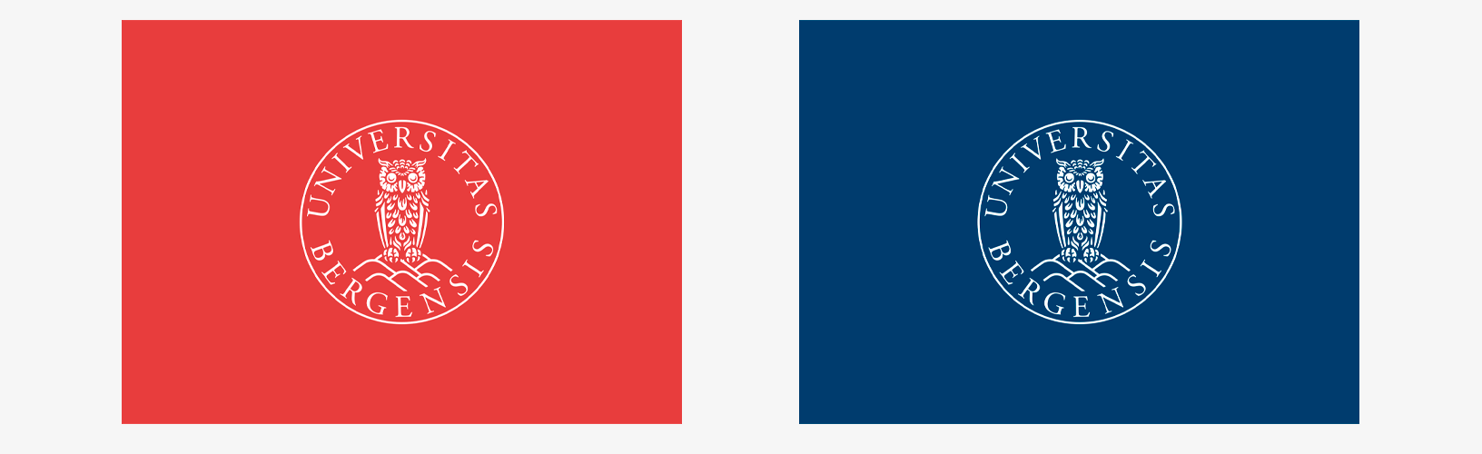 Viser talekort i rødt og blått med UiBs emblem i hvit. 